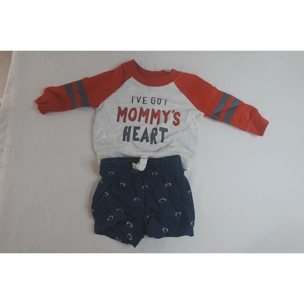 Carter's Infant Baby Boy Pullover Sweatshirt & Navy Shorts Set Size - 3 Months‎